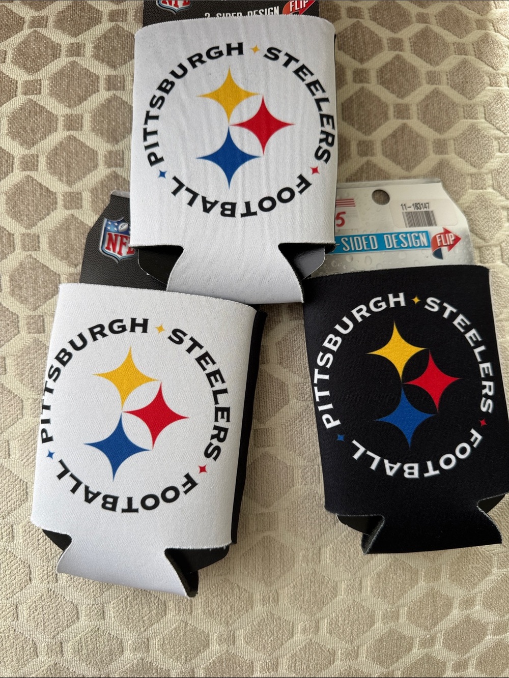 Pittsburgh Steelers Football Can Coolers - White & Black